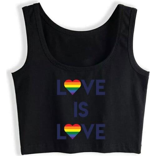 Crop Top Female Love is love Summer Vintage Sleeveless Tops Women