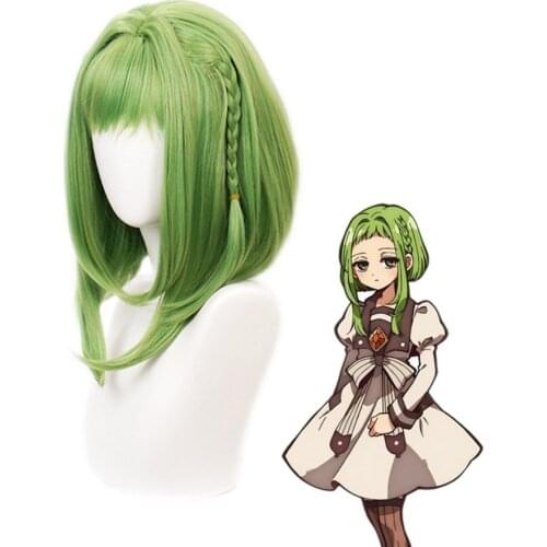 Anime Nanamine Sakura Women Green Wig Cosplay Costume Jibaku Shounen Toilet-bound Hanako-kun Synthetic Hair Party Wigs