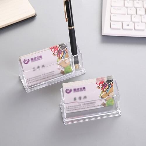 1pc Clear Desk Shelf Box Storage Display Stand Acrylic Plastic Transparent Desktop Business Card Holder Place Card Accessories