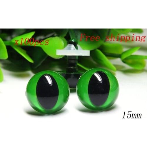 100pcs 15mm green color Safety Eyes/Plastic Cat Doll eyes