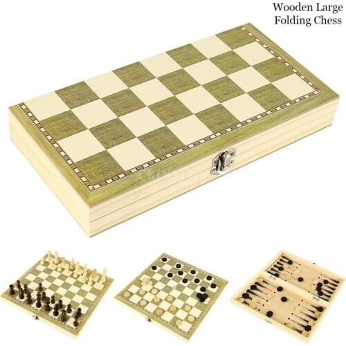20Pcs/Lot New Design 3 In 1 Wooden International Chess Set Board Travel Games Chess Backgammon Draughts Entertainment