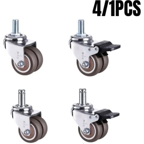 4/1PCS 1.5/2 inch 360 Degree Swivel Caster Wheels Rubber Heavy Duty Caster With M10 Stem No Noise Wheels For Carts Workbench