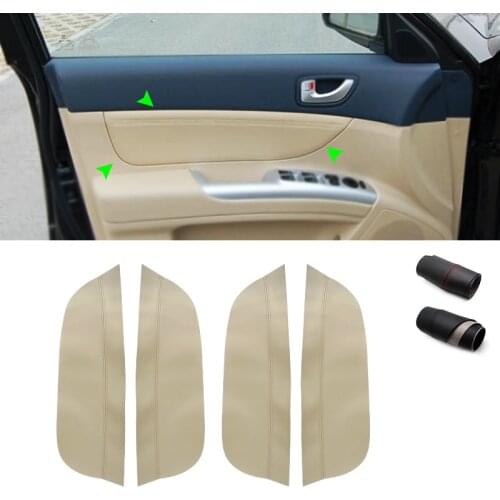 4pcs Soft Leather Door Panel Cover For Hyundai Sonata 2005 2006 2007 2008 Car Interior Door Cards Panel Cover Sticker Trim