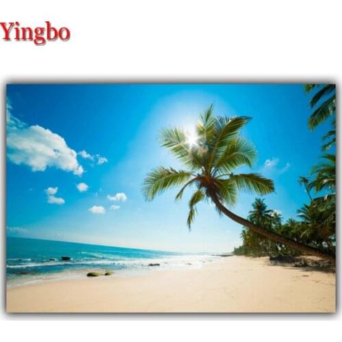 5D Diy Daimond Painting Cross stitch"Tropical beach landscape"3D Diamond mosaic square Round Full Rhinestones Painting,wall art