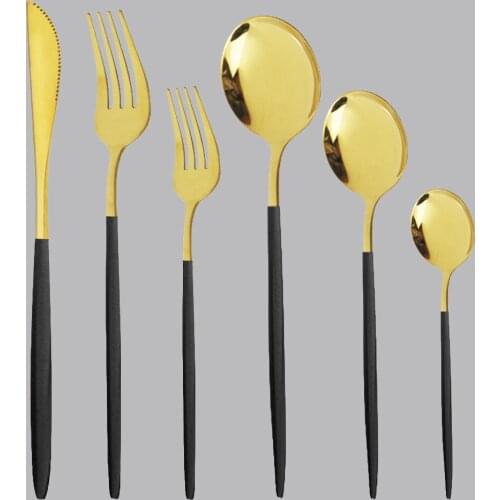 6Pcs Mirror Green Gold Cutlery Set Kitchen Silverware Flatware Dinnerware Stainless Steel Tableware For Party Spoon Fork Knife