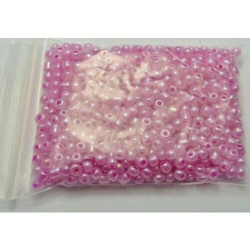 800 Ceylon Violet Pearl Glass Seed Beads Rondelle 4mm (6/0))