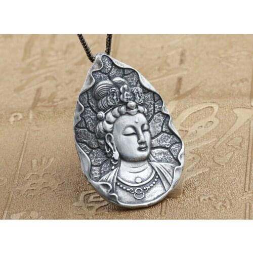925 sterling Silver pendant charm Buddha pray Amulet jewelry for men women gift A4823