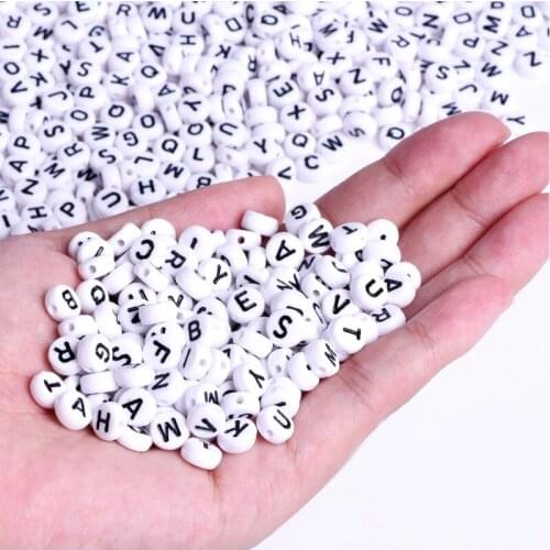 97QE 100x White Letter Alphabet Acrylic Loose Beads For Bracelet Jewelry DIY Finding