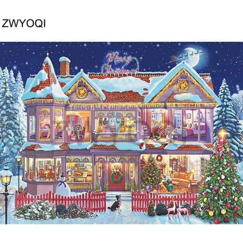 DIY Diamond embroidery snow Full Round Diamond painting Cross stitch Christmas house Full Square Diamond mosaic Christmas house