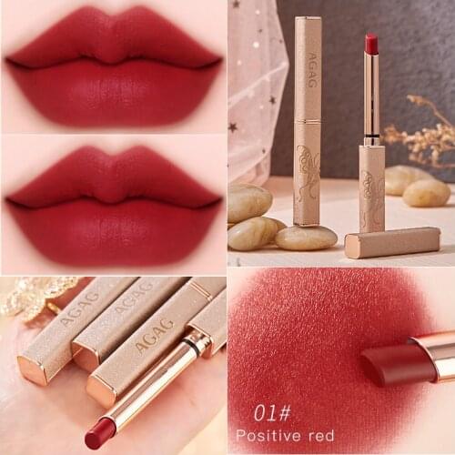 AGAG Velvet Matte Lipstick Texture Waterproof Lip Gloss Sweat-proof Cosmetic Rich Color Lip Sticks Red Lip Tint Makeup TSLM2