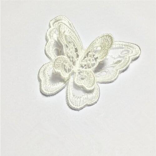 White lace 3D butterfly Iron on Patches For Clothes Embroidered Patch Custom DIY Accessory Badge Applique