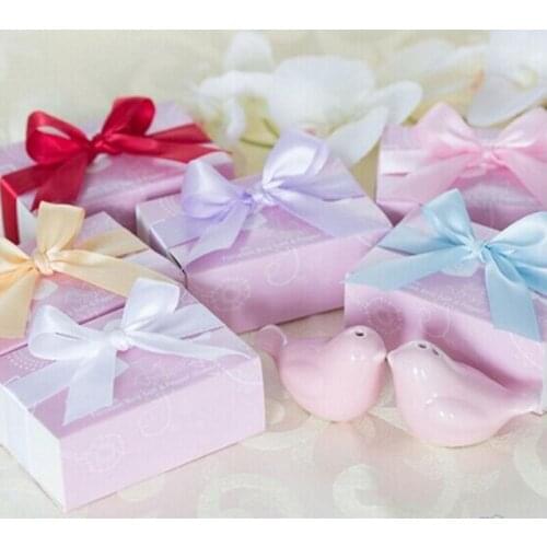 Free shipping 200 pcs/lot=100 boxes/lot new arrived kiss pink mini birds Ceramic Salt & Pepper Shakers Wedding Favor