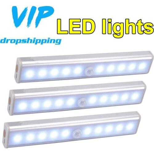 Wireless LED Under Cabinet Light PIR Motion Sensor Lamp 6/10 LEDs for Wardrobe Cupboard Closet Kitchen Lighting Led Night Light