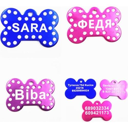 Diamond Customized Dog Tag Free Engraving On Two Sides Free Writing Name Address Telephone Number Dog Collar Tag Aluminum Tag