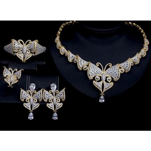 BrideTalk 4PCS Big Luxury Jewelry Sets AAA Cubic Zirconia Jewelry For Nigeria Women Wedding & Engagement Party On Sale