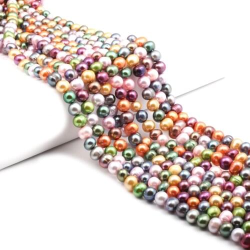 Natural White Pearl Beads Round Shape Hole Bead Charm Jewelry Accessories DIY Making Women Bracelet Necklace Gift 7-8mm