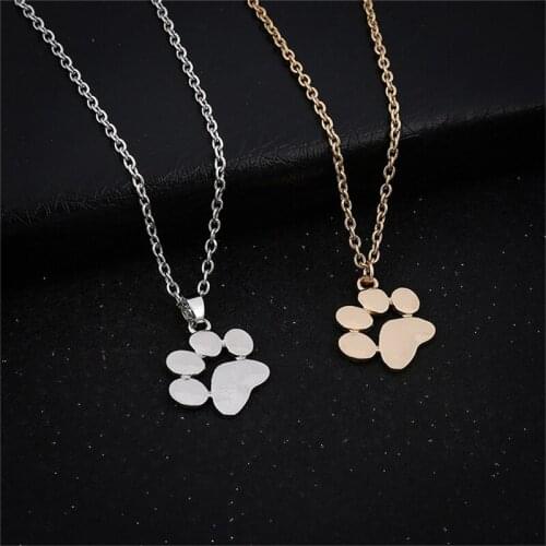 Fashion Cute Pets Dogs Footprints Paw Chain Pendant Chain Necklaces Jewelry For Women Sweater Necklace