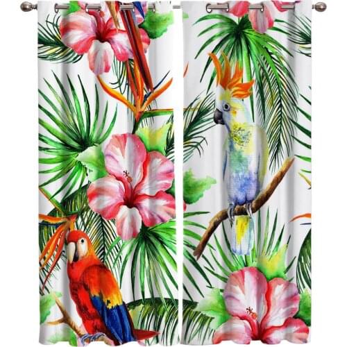 Coloured Parrot Window Curtains Scenic Curtains for Living Room Decorative Items Living Room