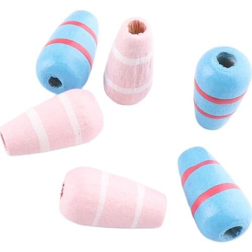 Wood Spacer beads Bowling shape16mm Pink/Blue Youthful Charms for Fashion Bracelet Necklace Jewelry Making Accessories DIY Craft