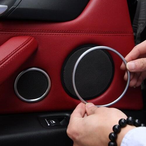Chrome Door Audio Speaker Sound Horn Decoration Trim Ring Sticker For BMW X5 f15 X6 f16 2014 2015 2016 Accessories Car Styling