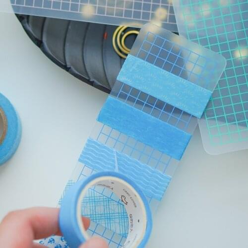 Dokibook Portable Grid Transparent Pvc Washi Tape Packing Board Subpackage Plate Tape Package Aliquot Boards Planner Tools 6pcs