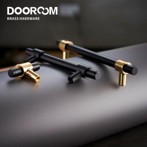 Dooroom Brass Furniture Handles Black Gold Light Luxury Modern Nordic Drawer Wardrobe Dresser Long Cabinet Knobs Pulls