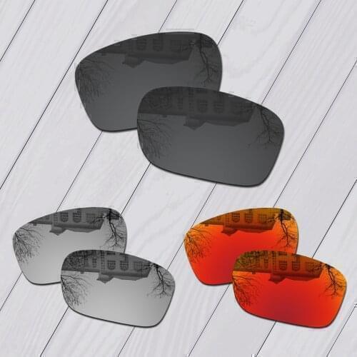 E.O.S 3 Pairs Black & Silver & Fire Red Polarized Replacement Lenses for Oakley Hijinx Sunglasses