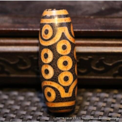 Energy Tibetan Old Agate 21 Eye Motif Large Drum Master dZi Bead Amulet 51*19mm Timestown UPD22