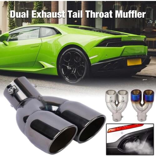 63mm Car Double Outlet Exhaust Pipe Tail Throat Muffler Car Muffler Tip Stainless Steel End Trim Modified Tail Throat Liner Pipe