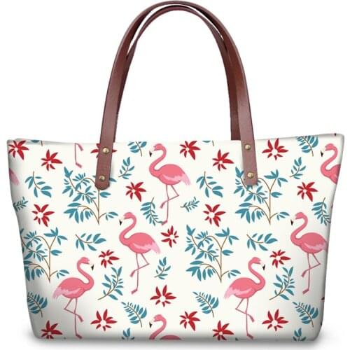 HaoYun Luxury Womens Totes Handbag Flamingos Pattern Large Capacity Girls Shoulder Bags High Quality Stylish Ladies Purse Bags