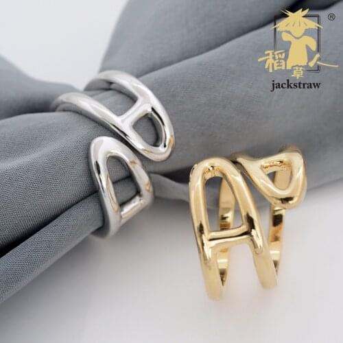 JACKSTRAW high quality plating H style shawl scarf jewelry brooch no hook silk shawl clip buckle