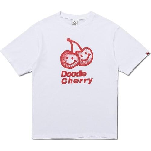 Summer Fashion Casual Fruit Cherry Print T-shirt Embroidery Ins Loose Women Short-sleeved Cotton Trend Tie Dye Korean Style -40