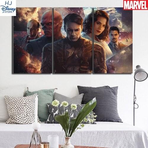 Marvel 3 Piece No Frame Beautiful Woman Printing Canvas Painting Home Decor Captain American Poster Wall Picture for Room Decor