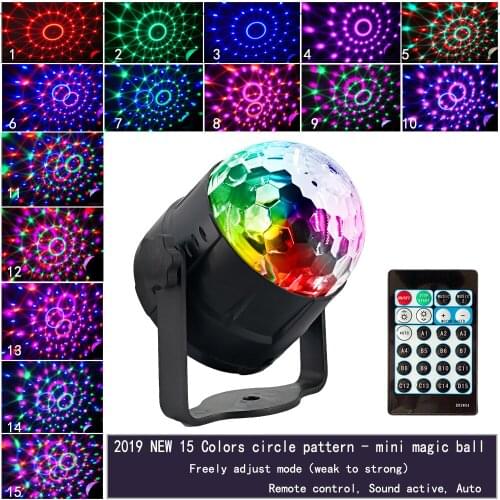 Mini LED Disco Light Music Activated Stage Lights Rotating Disco Ball Laser Projector 15 Patterns Christmas Light For Party Show
