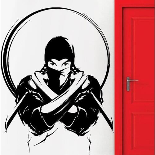 Japanese Warrior Wall Stickers Japan Ninja With Knife Sword Vinyl Wall Decal Home Decoration Accessories For Living Room Y969