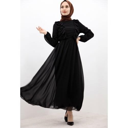 New Season Muslim Women Elastic Sleeve Dress Hijab Dress Blue And Green Abaya Kaftan Hijab Long Dubai Africa