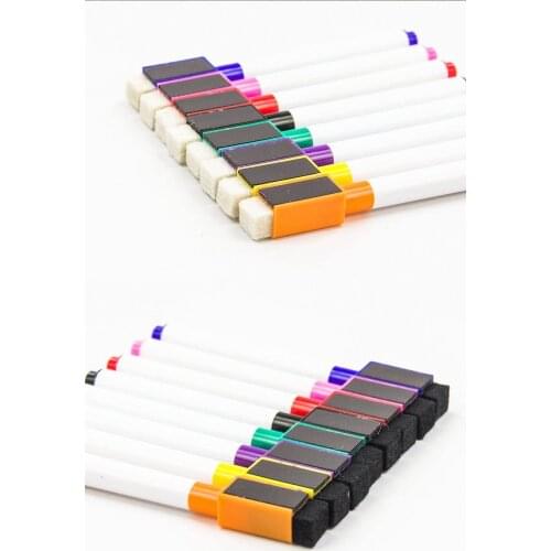 Rewritable Magnetic Dry Wipe White Board Markers Pens with Eraser Cap 4.4 in Mini Markers with Fine Tip for Classroom Office etc