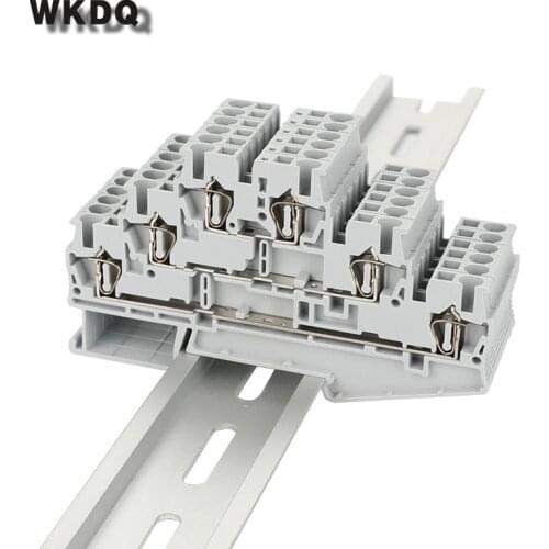 10pcs ST-2.5-3L Type Wire Connector Spring Triple Level Din Rail Terminal Block 500V 28A Screwless Conductors Connecters