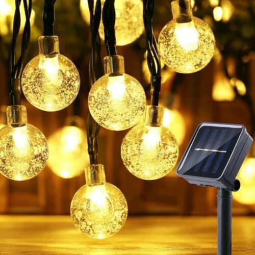 Solar String Lights Outdoor Festoon Led Light Crystal Globe Lights Waterproof Solar Powered Patio Light Christmas Street Garland