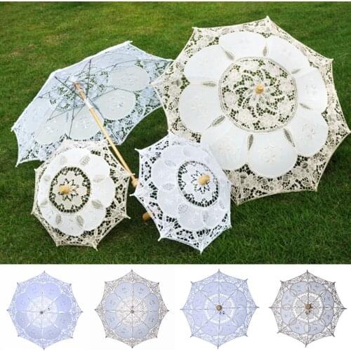 Vintage Lace Umbrella Cotton Embroidery Bridal Umbrella Parasol Sun Umbrella For Wedding Photography Decoration