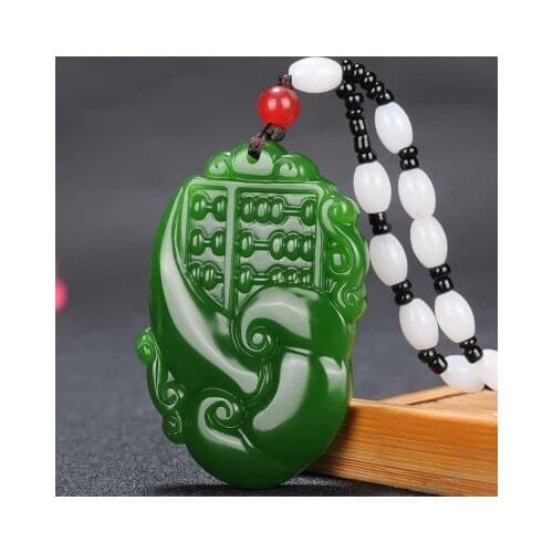Zheru jewelry natural hetian jade green abacus pendant necklace exquisite jewelry best gift