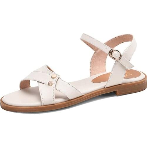 2020 Women Sandals PU LeatherFashion Women Shoes Platform Buckle Casual Low Heel Black Ladies Sandals Size 34-43