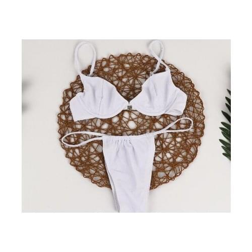 Women Fashion Solid Color Two-piece Swimwear Gathered Swimwear Tight Swimming Trunks