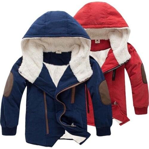 Winter clothes boys coats kids berber fleece hooded jacket plush thick warm windproof children outerwear parkas snowsuit 110-160