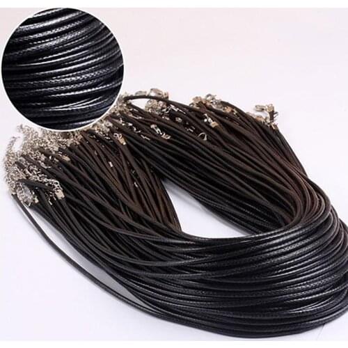 1/5/10PC Black Leather Handmade Adjustable Braided Rope Necklace Pendant Lobster Clasp Rope Discovery Rope Clasp 45 cm