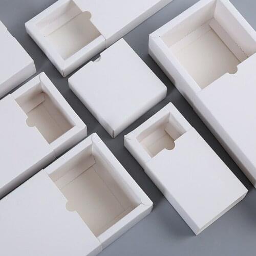 10Pcs White Kraft Paper Box Drawer Gift Packaging Box Underwear/Socks Present Boxes Wedding Party Small Candy Favor Package Box