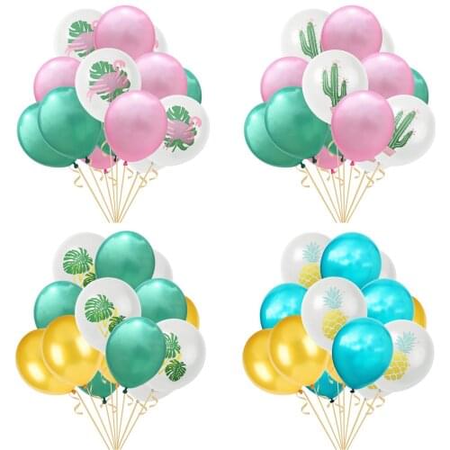 15pcs/set 3colors MIX 12 Inch Cartoon Pineapple Flamingo Cactus Leaf Latex Balloon Birthday Summer Hawaiian Party Decor Ballons