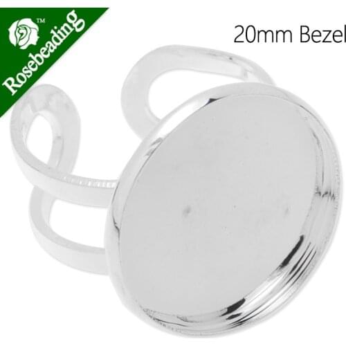 20mm silver plated round adjustable ring bezel,with 20mm round bezel,width is 9.5mm,ring blanks,sold 20pcs/lot-C4652