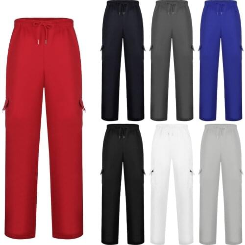 2021 Mens Rope Loosening Waist Solid Color Pocket Trousers Loose Sports Trousers Mens Joggers Casual Pants Hip Hop Trousers F