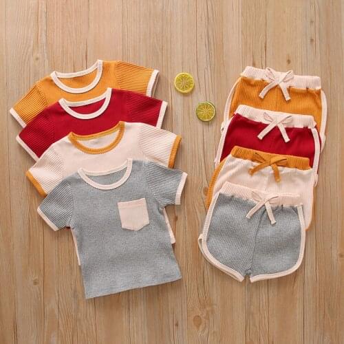 2021 New Fashion Toddler Girl Geometry Patchwork Short Sleeve Tops Pants 2 Pcs Suit Outfits Kids Summer Clothes Set